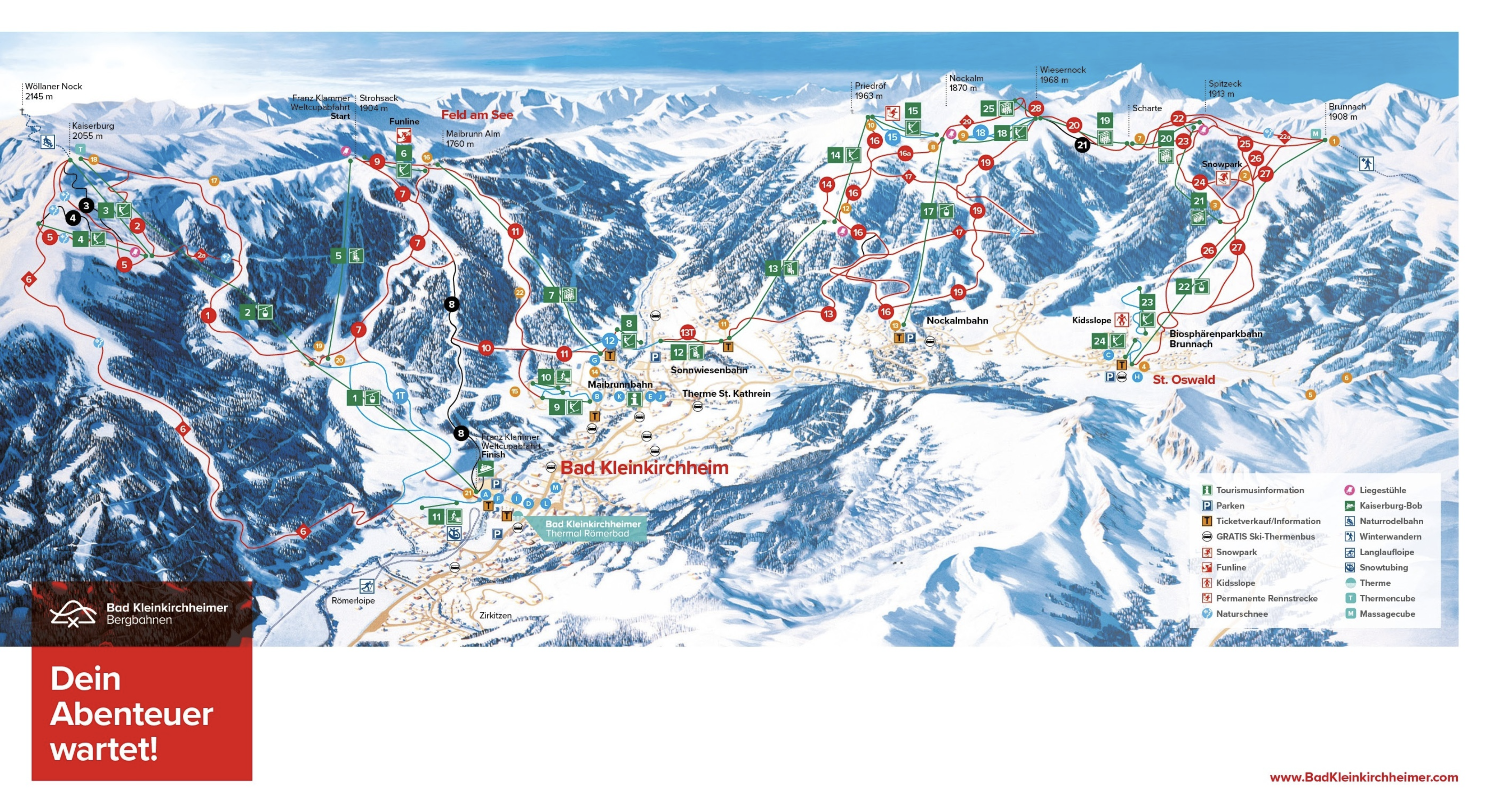 Panorama oz. zemljevid smučišča Bad Kleinkirchheim.