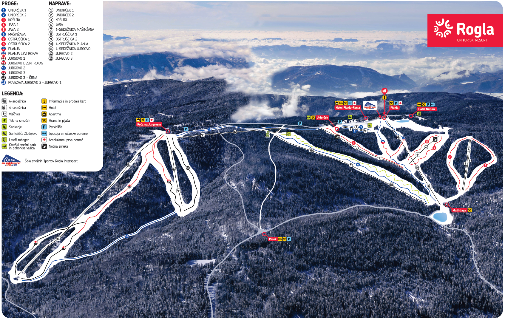 Panorama oz. zemljevid smučišča Rogla